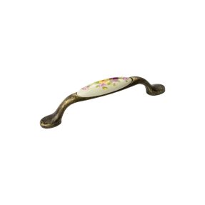 Λαβή Επίπλου Viobrass 713 Αντικέ 9,6cm με πορσελάνη λουλούδι Λαβή Επίπλου Viobrass 713 Αντικέ 9,6cm με πορσελάνη λουλούδι