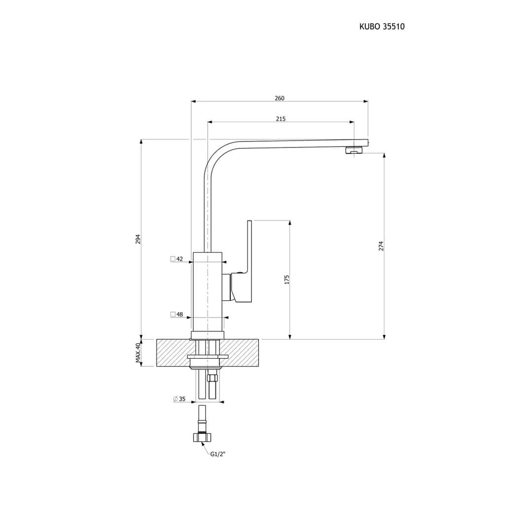 Μπαταρία Κουζίνας Armando Vicario Kubo 35510-100 Chrome Μπαταρία Κουζίνας Armando Vicario Kubo 35510-100 Chrome