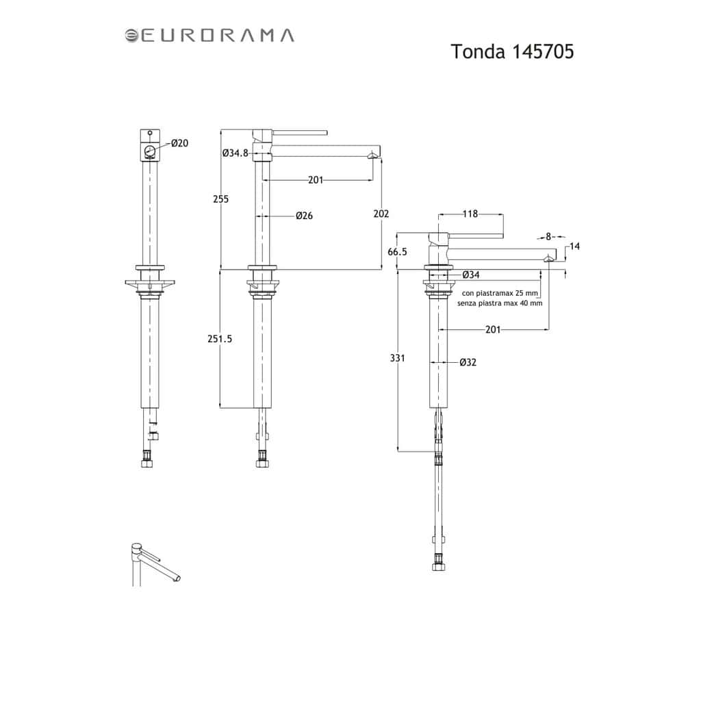 Μπαταρία Κουζίνας Eurorama Tonda 145705-100 Chrome Μπαταρία Κουζίνας Eurorama Tonda 145705-100 Chrome