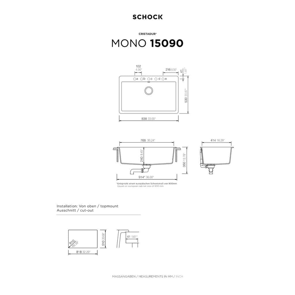 Νεροχύτης Κουζίνας Schock Cristadur Mono 15090-1442 Silverstone 83.8x53cm Νεροχύτης Κουζίνας Schock Cristadur Mono 15090-1442 Silverstone 83.8x53cm