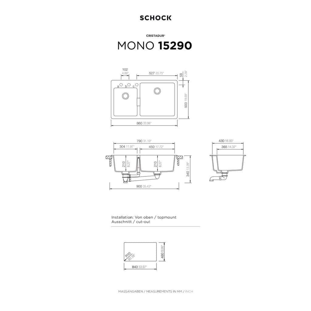 Νεροχύτης Κουζίνας Schock Cristadur Mono 15290-1402 Puro 86x50cm Νεροχύτης Κουζίνας Schock Cristadur Mono 15290-1402 Puro 86x50cm