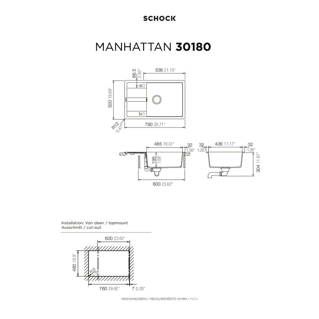 Νεροχύτης Κουζίνας Schock Cristalite Manhattan 30180-1321 VANILLA 78x50cm Νεροχύτης Κουζίνας Schock Cristalite Manhattan 30180-1321 VANILLA 78x50cm