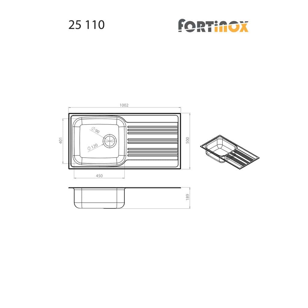 Νεροχύτης Κουζίνας Fortinox Valley 25110-110 Ένθετος Ανοξείδωτος Σατινέ Λείος 100x50cm Νεροχύτης Κουζίνας Fortinox Valley 25110-110 Ένθετος Ανοξείδωτος Σατινέ Λείος 100x50cm