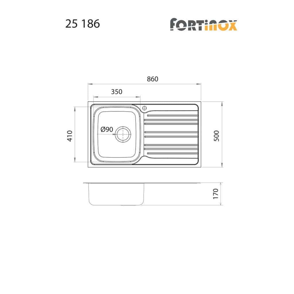Νεροχύτης Κουζίνας Fortinox Valley 25186-110 Ένθετος Ανοξείδωτος Σατινέ Λείος 86x50cm Νεροχύτης Κουζίνας Fortinox Valley 25186-110 Ένθετος Ανοξείδωτος Σατινέ Λείος 86x50cm