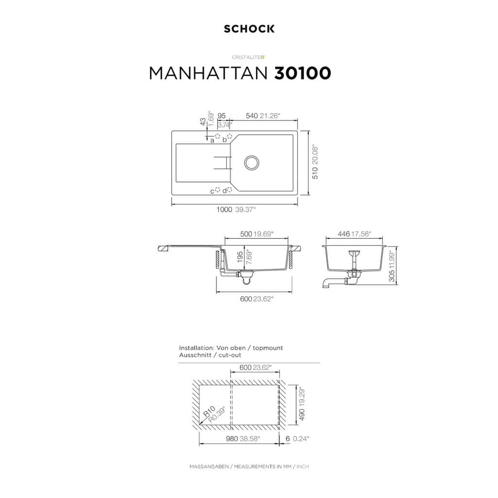 Νεροχύτης Κουζίνας Schock Cristalite Manhattan 30100-1321 Vanilla 100x51cm Νεροχύτης Κουζίνας Schock Cristalite Manhattan 30100-1321 Vanilla 100x51cm