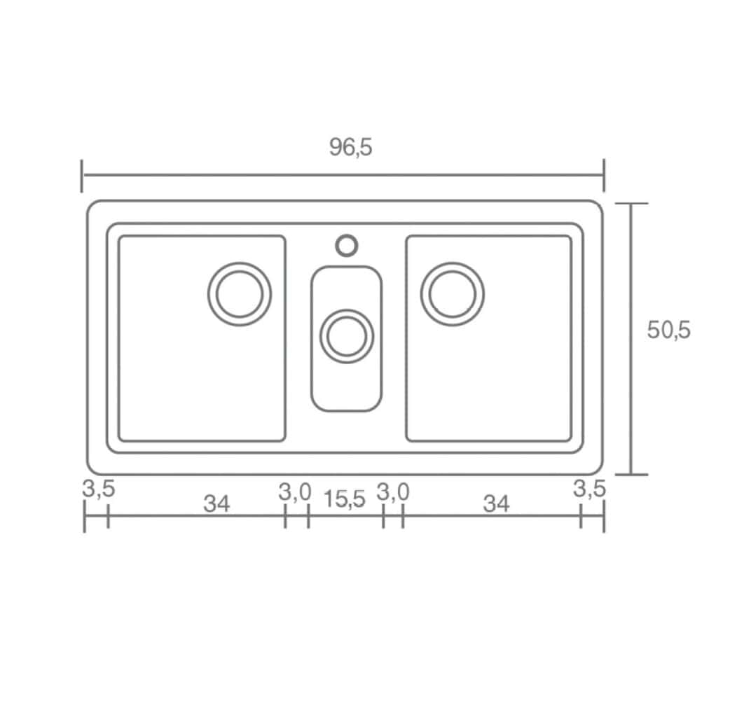 Νεροχύτης Κουζίνας Sanitec Classic 325-14 Metallic Ice 97x51cm Νεροχύτης Κουζίνας Sanitec Classic 325-14 Metallic Ice 97x51cm