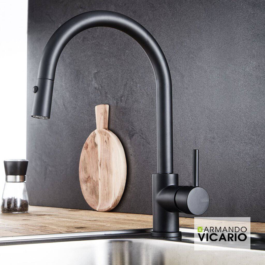 Μπαταρία Κουζίνας Armando Vicario Fluo 18780-400 Black Matt Μπαταρία Κουζίνας Armando Vicario Fluo 18780-400 Black Matt